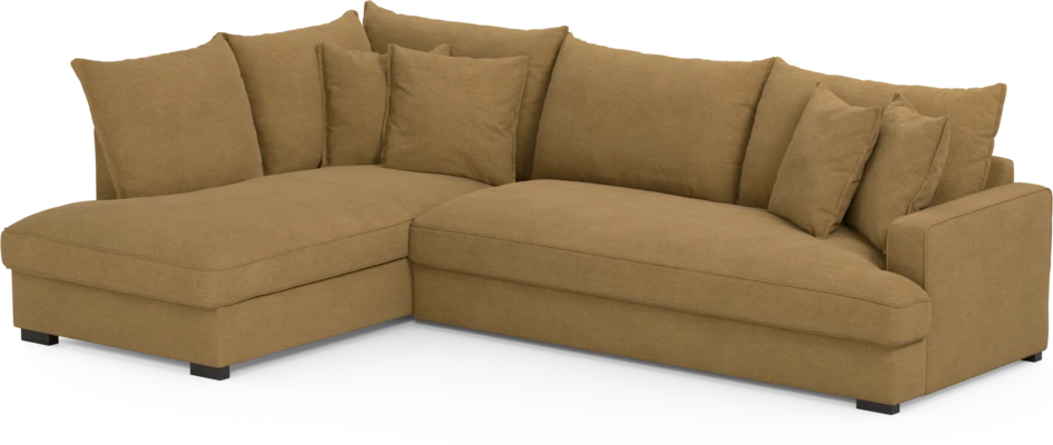 Mila - 3-sits soffa med divan vänster, hel dyna - Gul