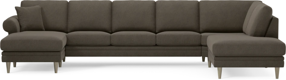 Eden - 3-sits soffa med schäslong vänster och divan höger - Brun
