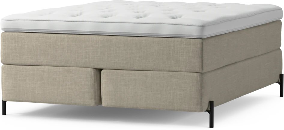 Delux Exclusive - Kontinentalsäng, dubbelsäng med bäddmadrass och sängben - Beige