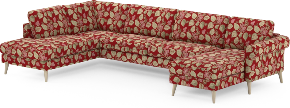 Bridge - 3-sits soffa med divan vänster och schäslong höger - Röd