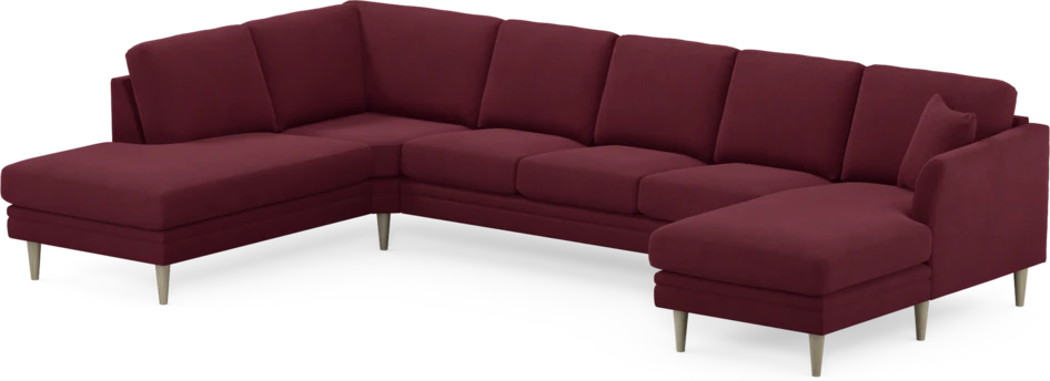 Eden - 3-sits soffa med divan vänster och schäslong höger - Röd