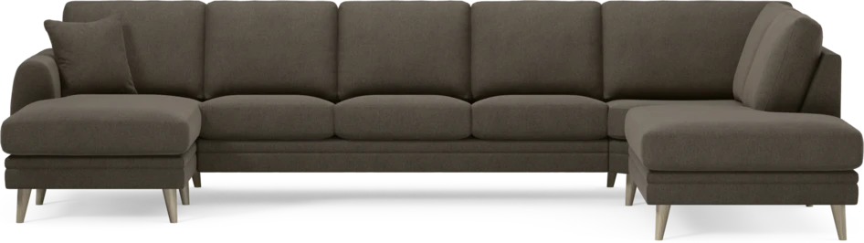 Eden - 3-sits soffa med schäslong vänster och divan höger - Brun