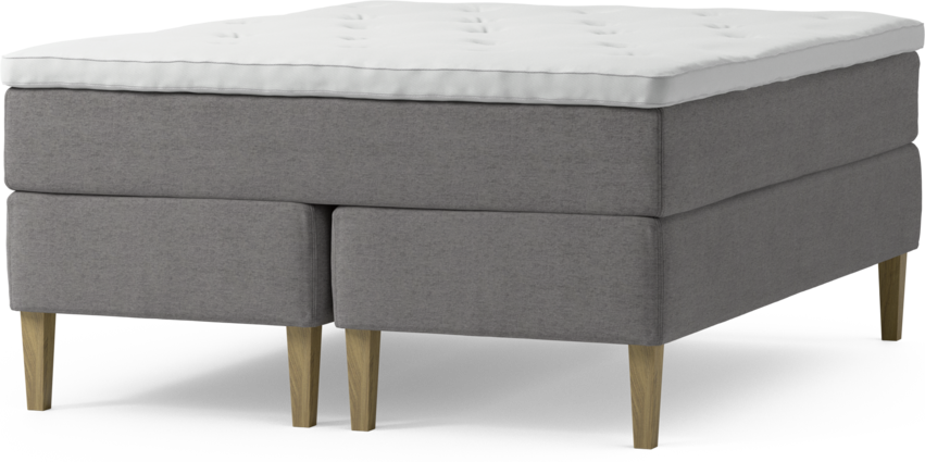 Delux Dream - Kontinentalsäng, dubbelsäng med bäddmadrass och sängben - Grå