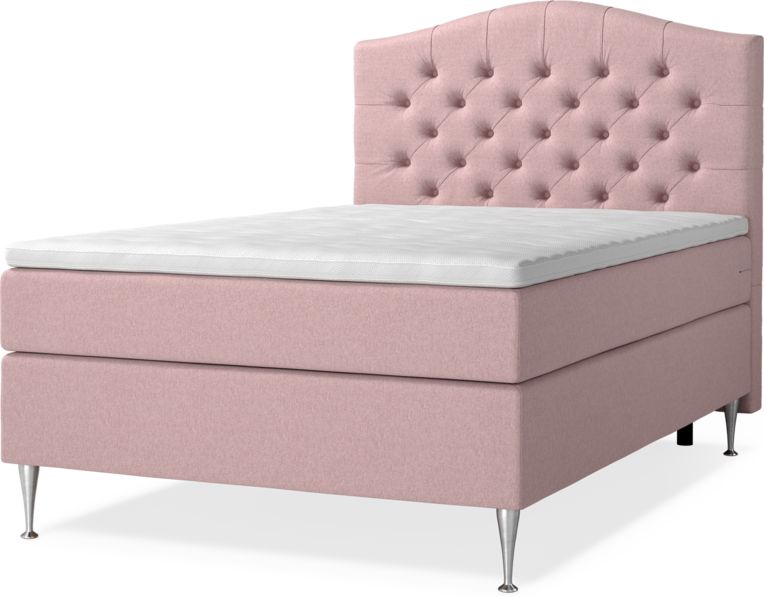 New York Supreme - Kontinentalsäng, enkelsäng med bäddmadrass, sängben och sänggavel välvd - Rosa