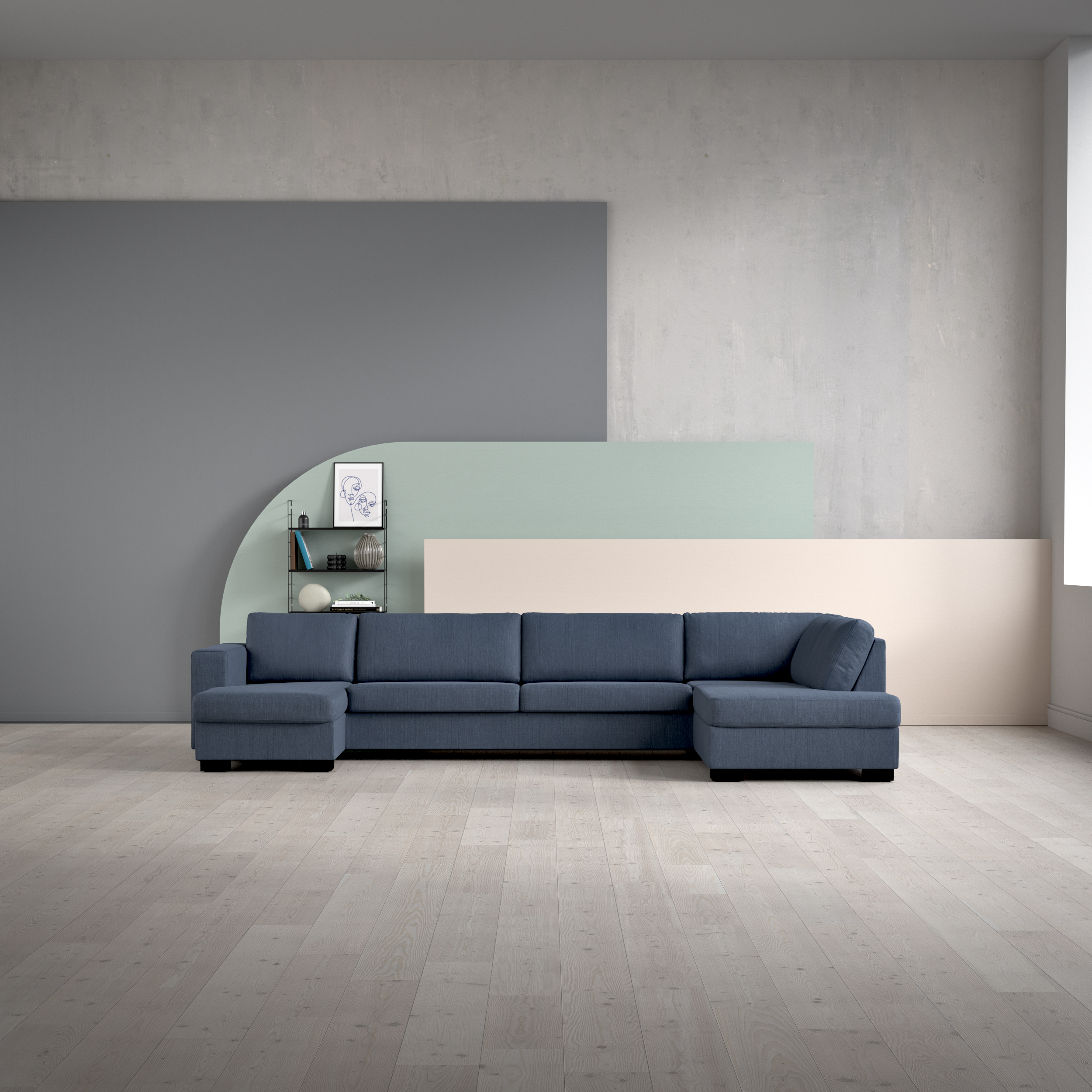 Nevada, 4-sits soffa med schäslong vänster och divan höger