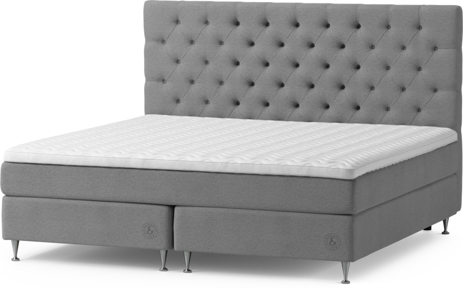 Särö Comfort - Kontinentalsäng, dubbelsäng med bäddmadrass, sängben och Pikerad XL sänggavel