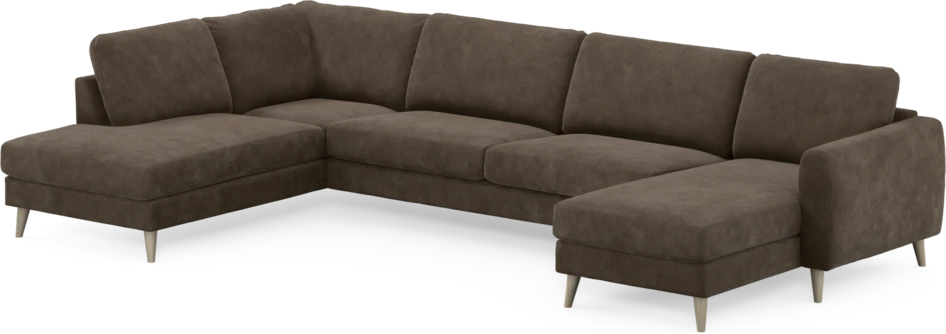 Bridge - 3-sits soffa med divan vänster och schäslong höger - Brun
