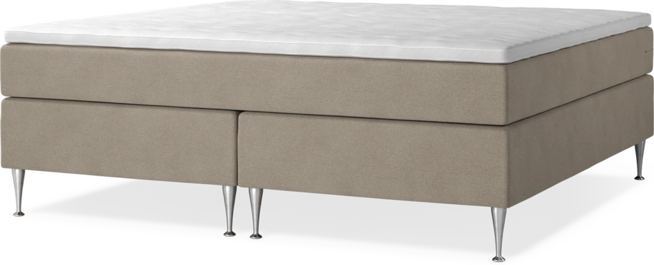 New York - Kontinentalsäng, dubbelsängmed bäddmadrass och sängben - Beige