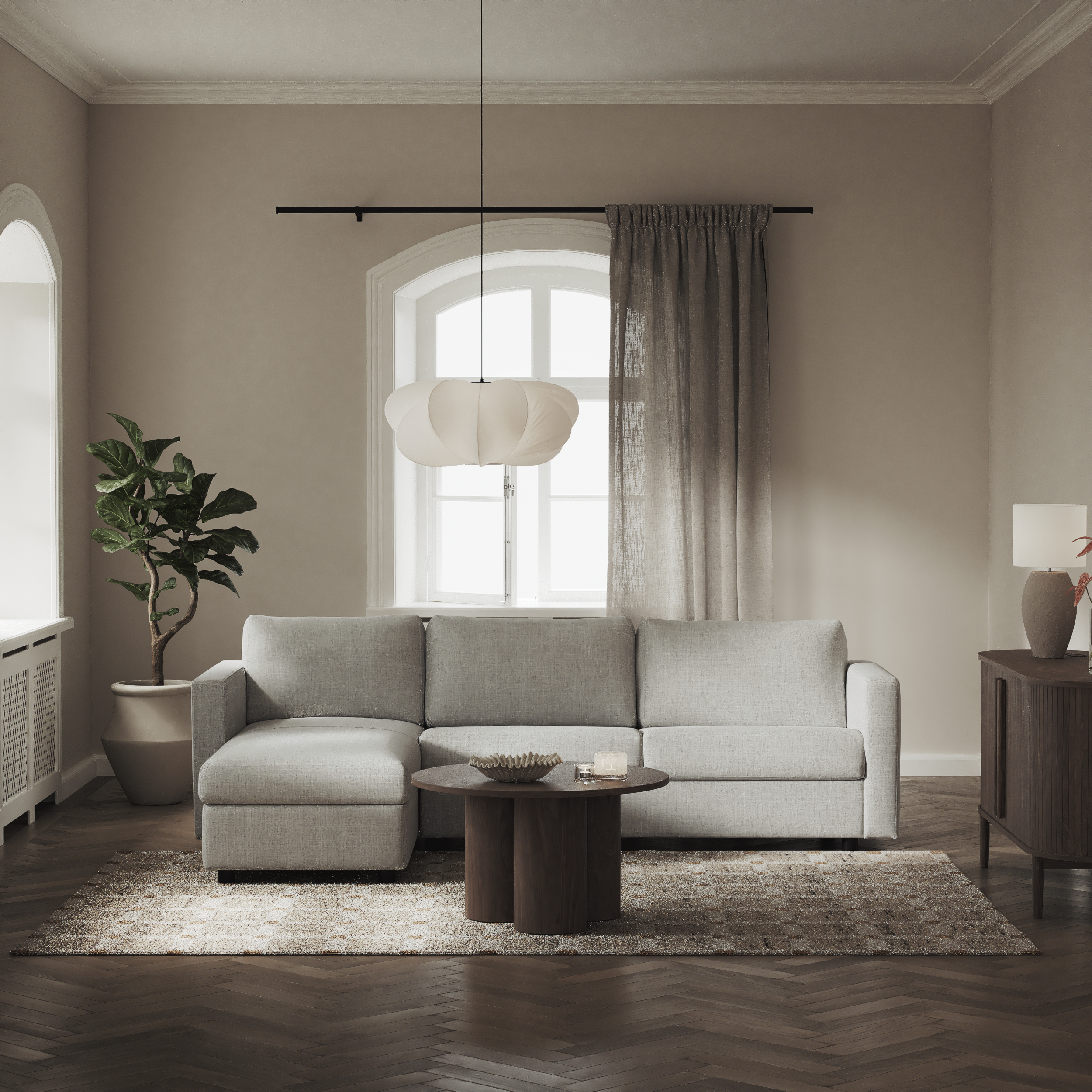 Lindö - Bäddsoffa 2,5-sits med schäslong, vändbar - inspiration