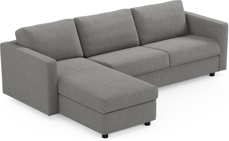 Lindö - Bäddsoffa 2,5-sits med schäslong, vändbar - Grå