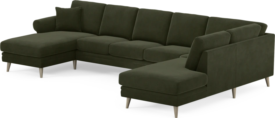 Eden - 3-sits soffa med schäslong vänster och divan höger - Grön