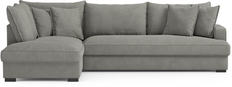 Mila - 3-sits soffa med divan vänster, hel dyna - Grå