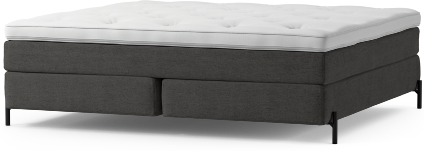 Delux Sense - Kontinentalsäng, dubbelsäng med bäddmadrass och sängben - Grå