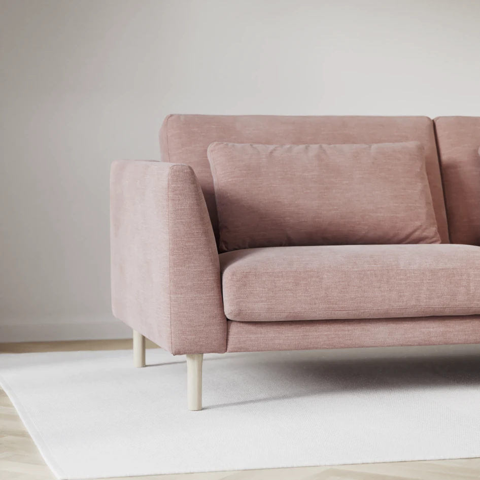 Willow - 3-sits soffa med divan höger, fast klädsel - Rosa