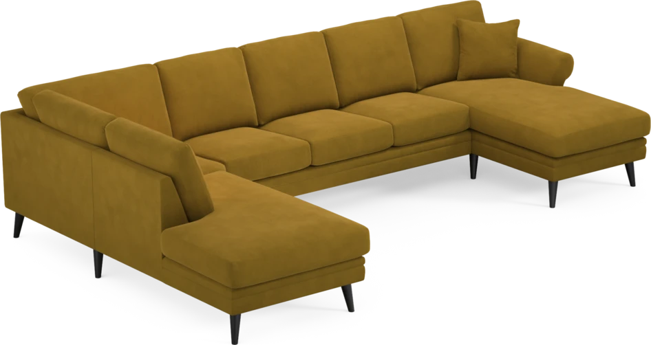 Eden - 3-sits soffa med divan vänster och schäslong höger - Gul