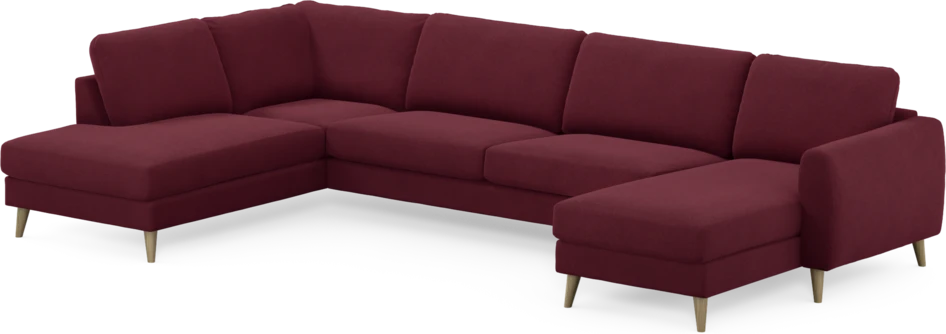 Bridge - 3-sits soffa med divan vänster och schäslong höger - Röd