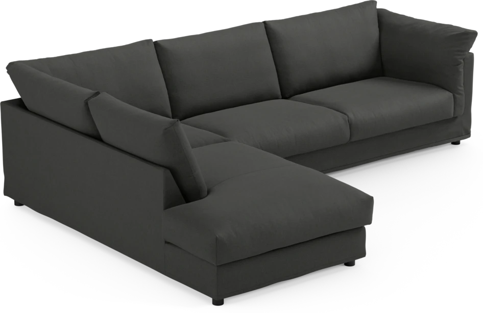 Cherrie - 3-sits soffa med divan vänster, med kappa - Grå