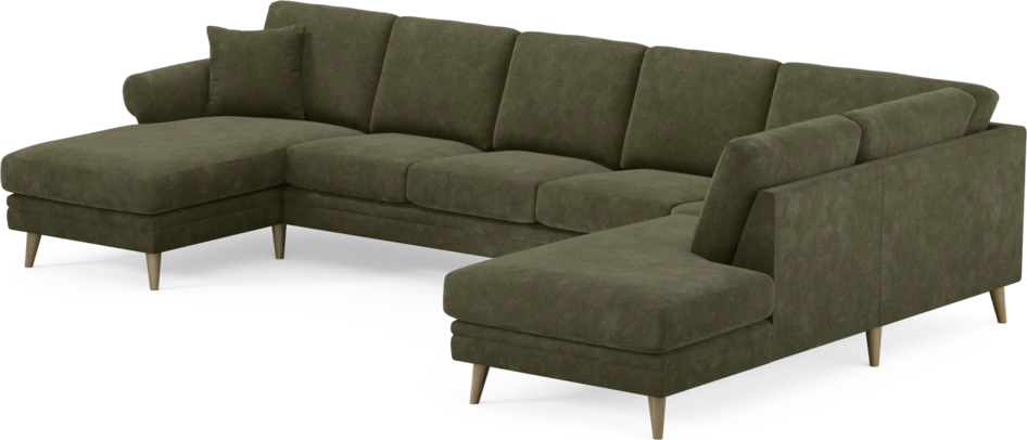 Eden - 3-sits soffa med schäslong vänster och divan höger - Grön