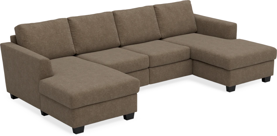 Friday - 2-sits soffa med två schäslonger - Brun