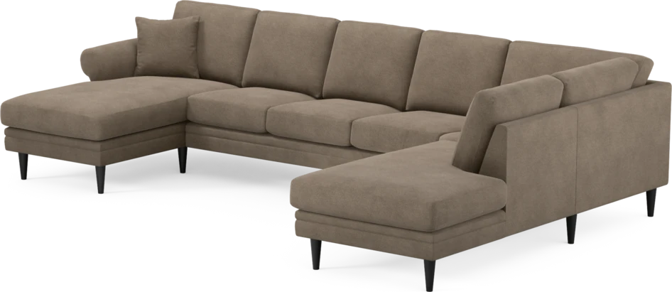 Eden - 3-sits soffa med schäslong vänster och divan höger - Brun