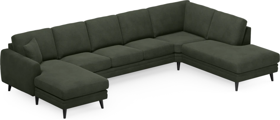 Eden - 3-sits soffa med schäslong vänster och divan höger - Grön
