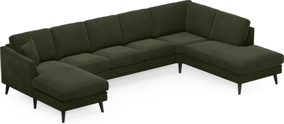 Eden - 3-sits soffa med schäslong vänster och divan höger - Grön