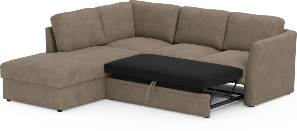Öland - Bäddsoffa med divan vänster - Brun