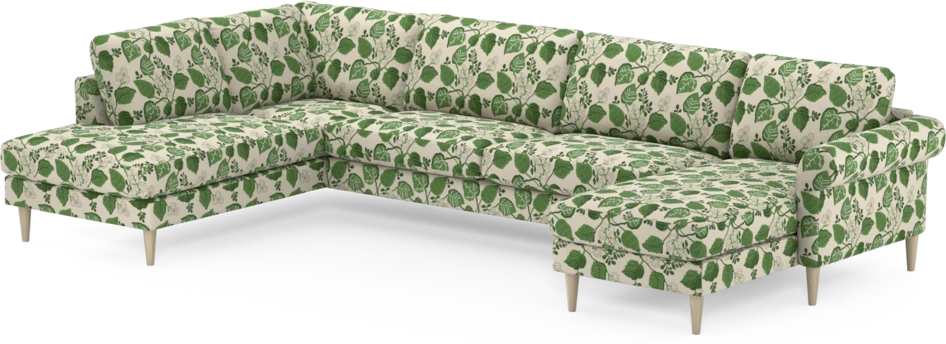 Bridge - 3-sits soffa med divan vänster och schäslong höger - Grön