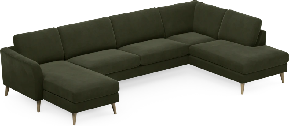 Bridge - 3-sits soffa med schäslong vänster och divan höger - Grön