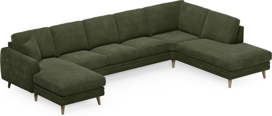 Eden - 3-sits soffa med schäslong vänster och divan höger - Grön