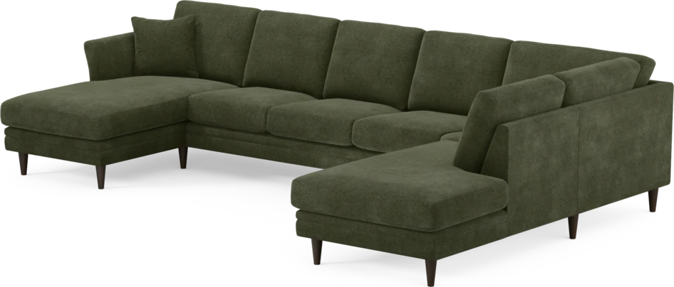 Eden - 3-sits soffa med schäslong vänster och divan höger - Grön
