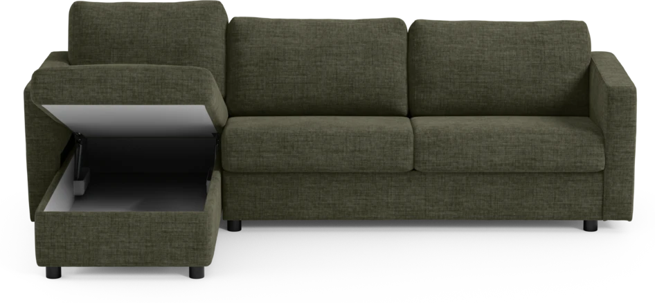 Lindö - Bäddsoffa 2,5-sits med schäslong, vändbar - Grön