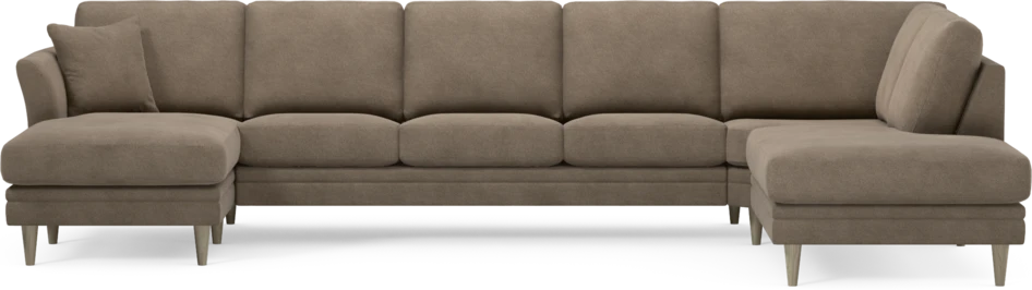 Eden - 3-sits soffa med schäslong vänster och divan höger - Brun