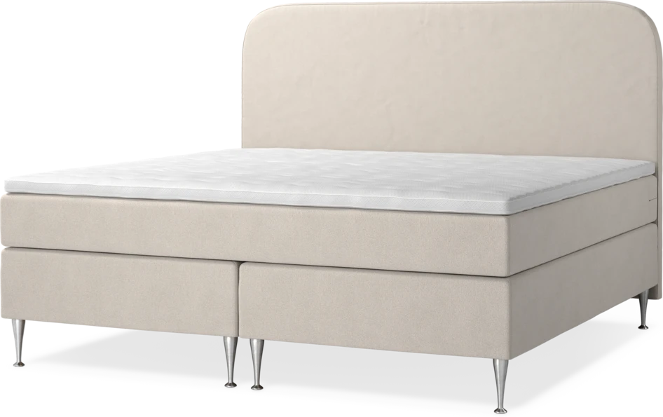 New York - Kontinentalsäng, dubbelsäng med bäddmadrass, sängben och sänggavel slät - Beige