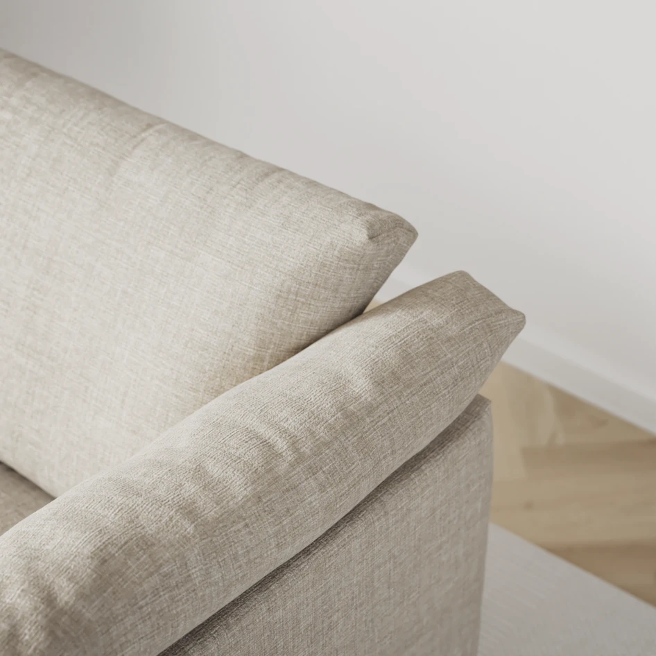 Cherrie - 4-sits soffa, hel dyna, fast klädsel - Beige