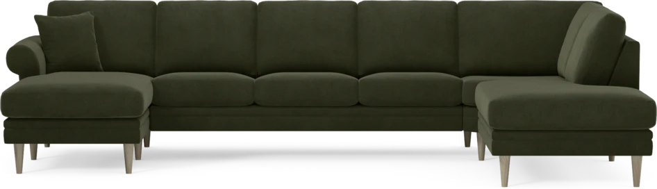 Eden - 3-sits soffa med schäslong vänster och divan höger - Grön