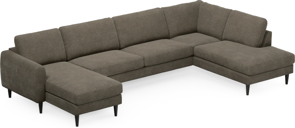 Bridge - 3-sits soffa med schäslong vänster och divan höger - Brun