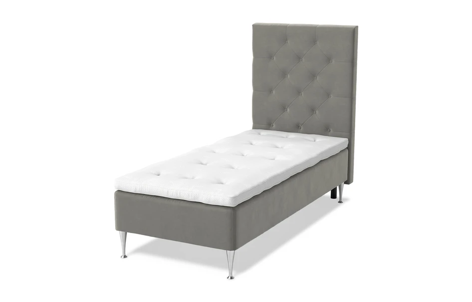 Sense Delux - Ramsäng, enkelsäng med bäddmadrass Sleep Delux vit - Grå