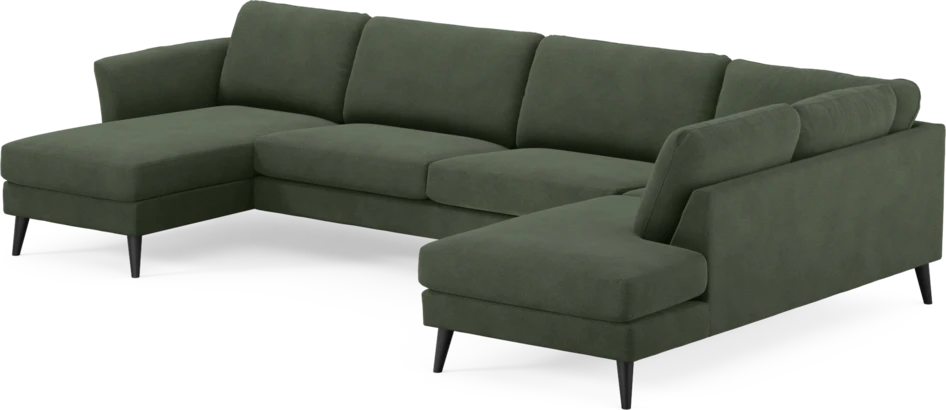 Bridge - 3-sits soffa med schäslong vänster och divan höger - Grön