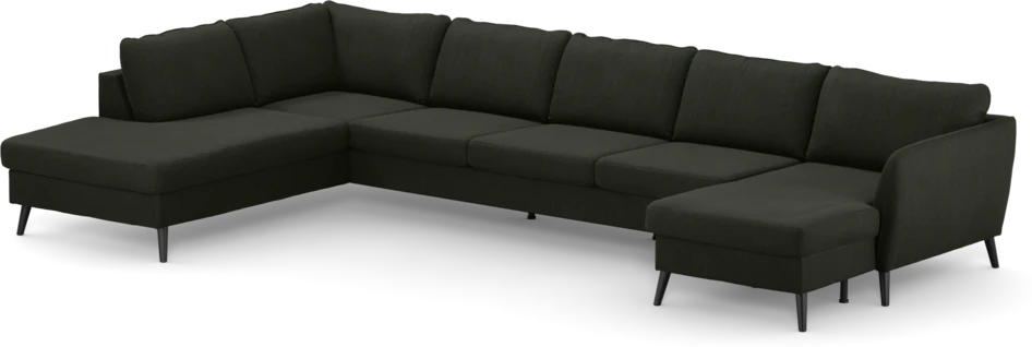 County - 4-sits soffa med divan vänster och schäslong höger - Grön