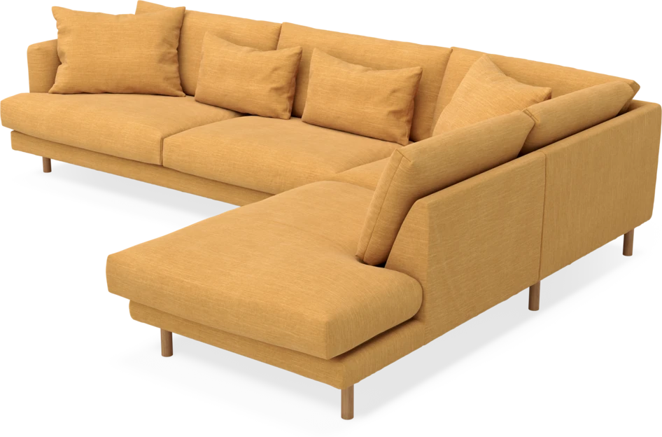 Harper - 3-sits soffa med divan höger - Gul