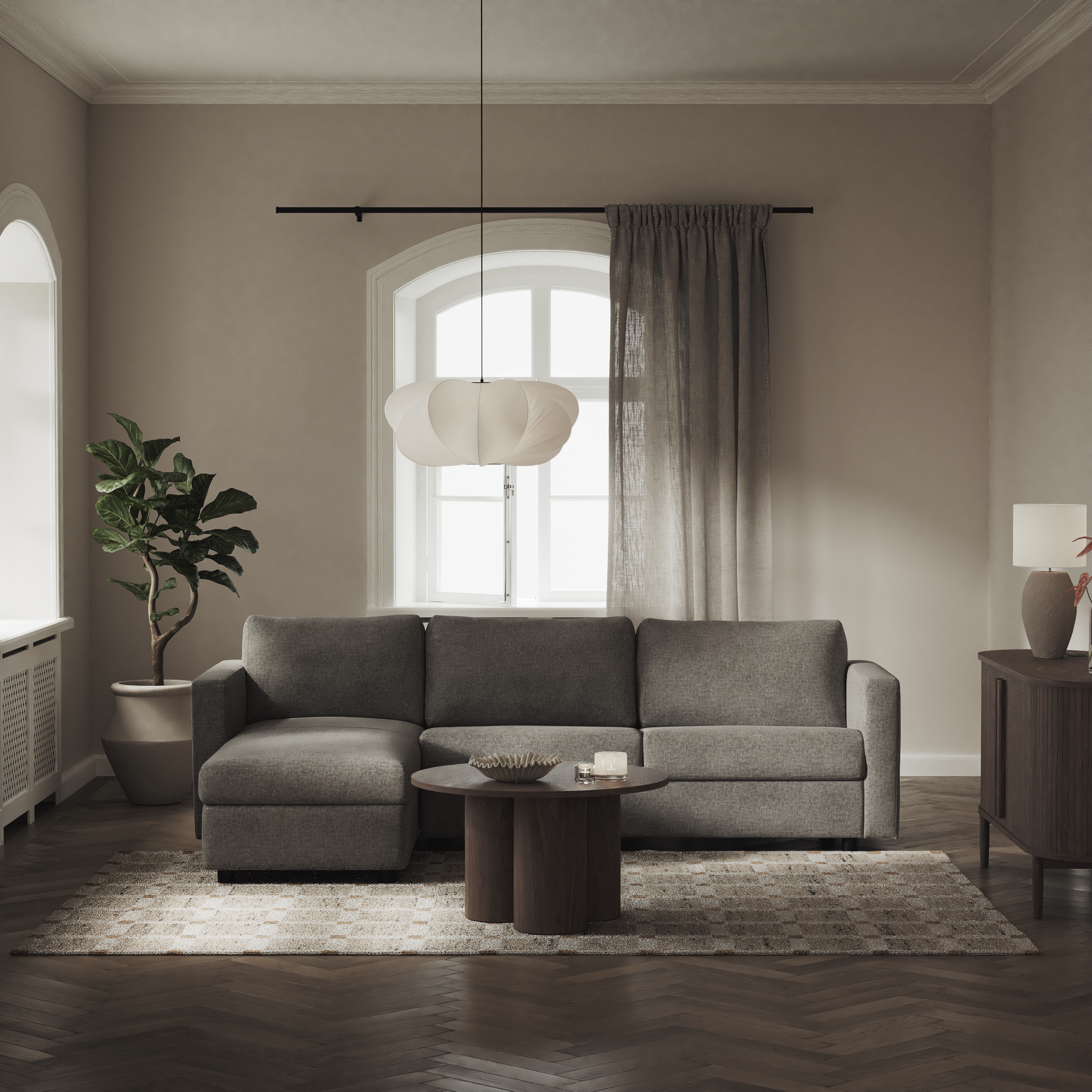 Lindö - Bäddsoffa 2,5-sits med schäslong, vändbar - inspiration