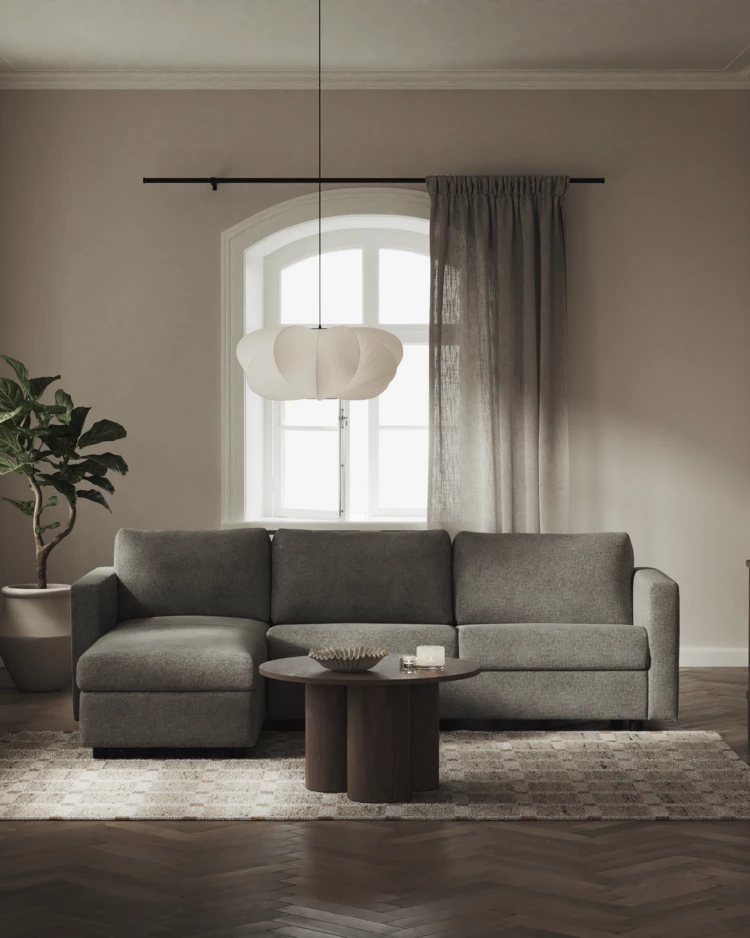 Lindö - Bäddsoffa 2,5-sits med schäslong, vändbar - inspiration