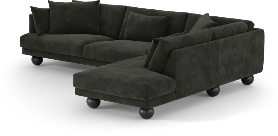Harper - 3-sits soffa med divan höger - Svart