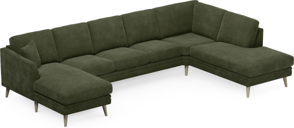 Eden - 3-sits soffa med schäslong vänster och divan höger - Grön