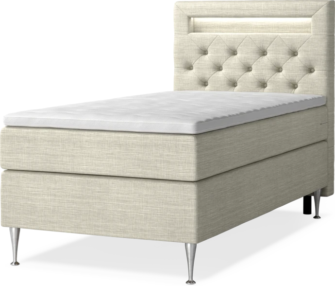 New York, Kontinentalsäng, enkelsäng med bäddmadrass, sängben och sänggavel LED