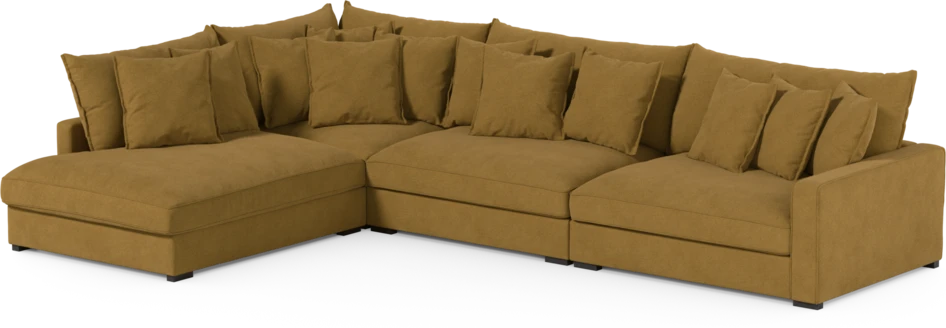 Rossi - 4-sits soffa med divan vänster - Gul