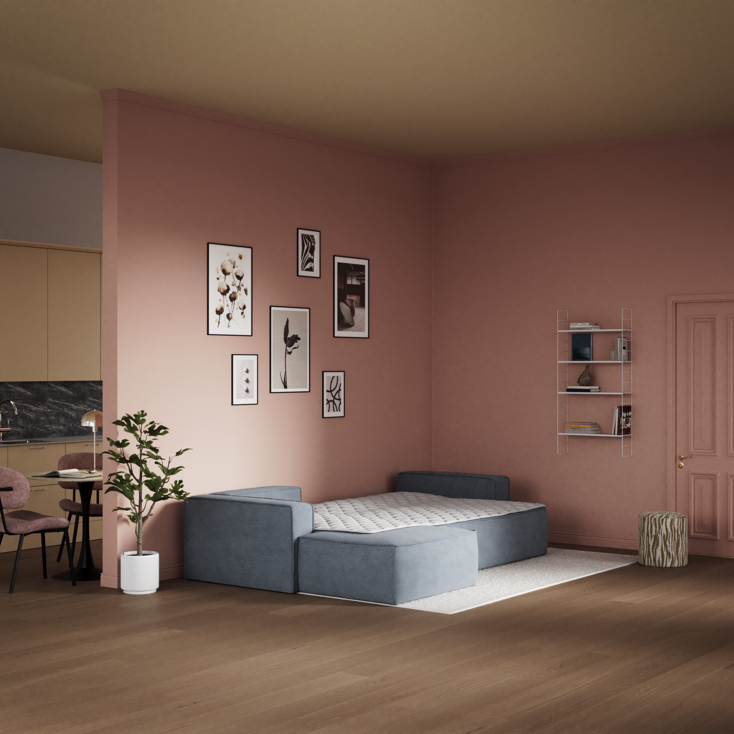 Ide, Bäddsoffa 3-sits med schäslong vänster