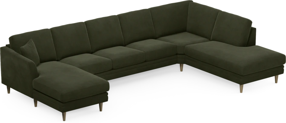 Eden - 3-sits soffa med schäslong vänster och divan höger - Grön