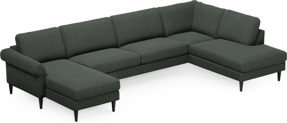 Bridge - 3-sits soffa med schäslong vänster och divan höger - Grön